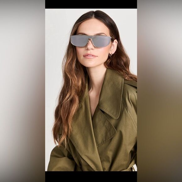 Saint Laurent Luna Mirrored Zinc Alloy Shield Sunglasses - Picture 2 of 6